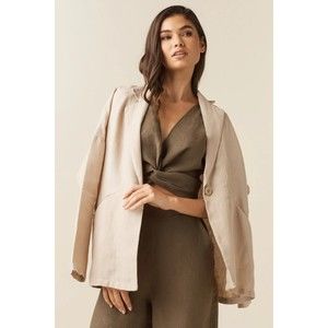 $178 NEW VETTA The Linen Blazer Stone Wander capsule Stone size M